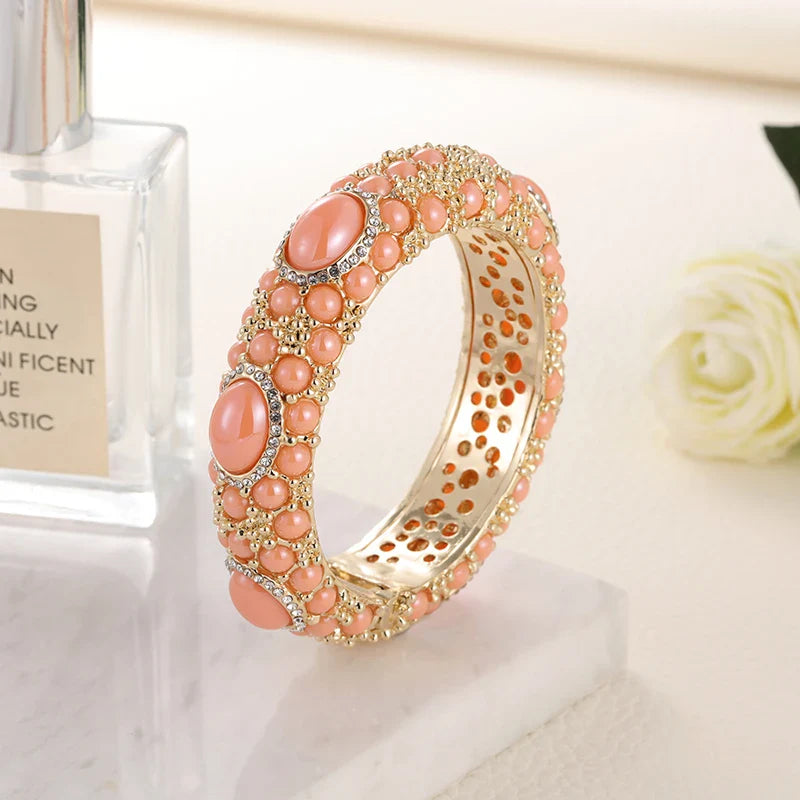MyClosetAid Gold Plated Rhinestone Resin Bangles — side view