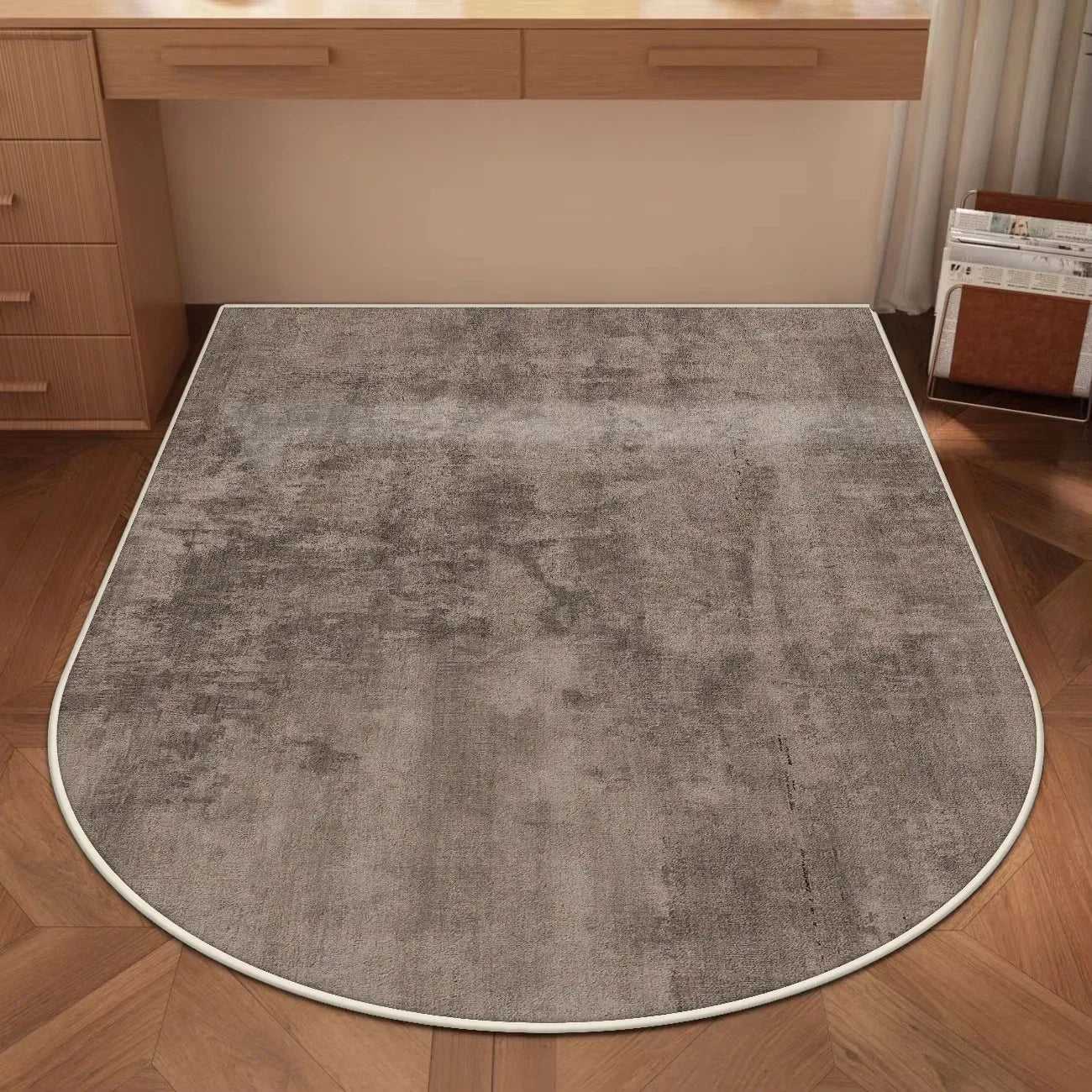 Perfecsy VIKAMA Solid-Color Arched Carpet Study Desk And Chair Floor Mat Office, Study Swivel Chair Floor Protection Pad Home