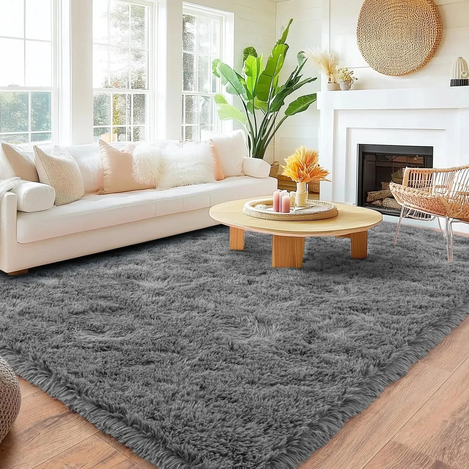 Perfecsy VIKAMA Minimalist Shaggy Living Room Rug, Soft and Fluffy Area Rug, Bedroom Dormitory Children's Room Carpet, Home D