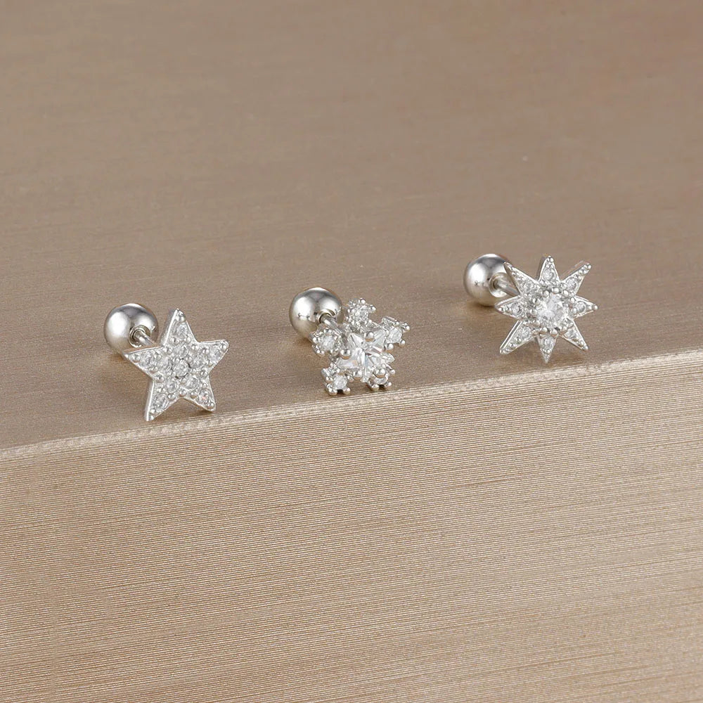 SORI STYLE 3PCS Crown Stud Earring Set for Women — color detail