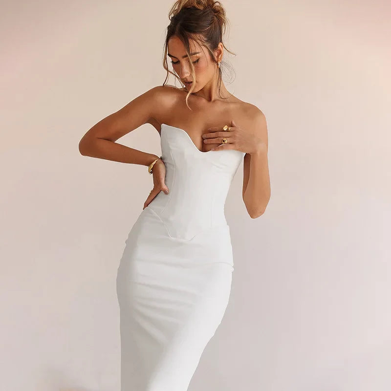 Envy NYC Envy NYC Pristine Corset Maxi Dress — construction detail