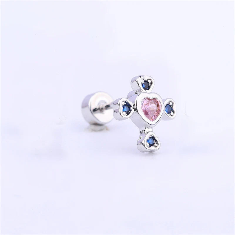 MyClosetAid 1PCS Delicate Blue Pink Zircon Butterfly 316L Stainless Steel Ear bone nail Y2K Hottie Cute Earring for Women Coc