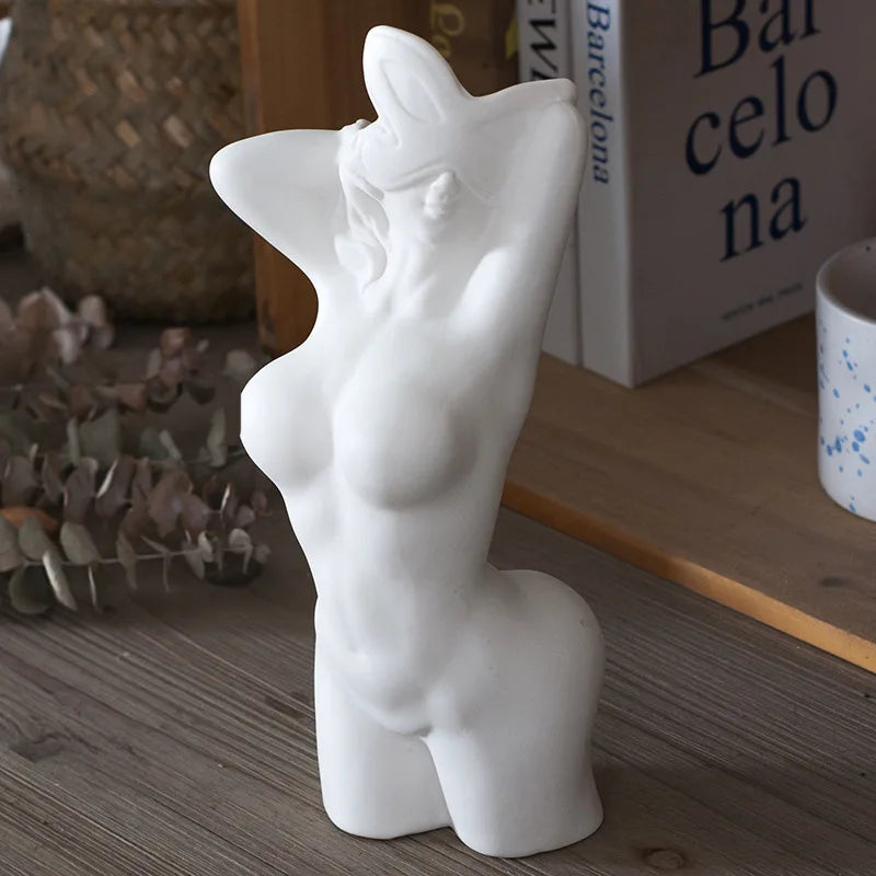 Perfecsy Women's Body Vase, Women's Curvy Vase, Unique Strip Look, Decorative Vase, Creative Flower Vase, Modern Bohemian Hom