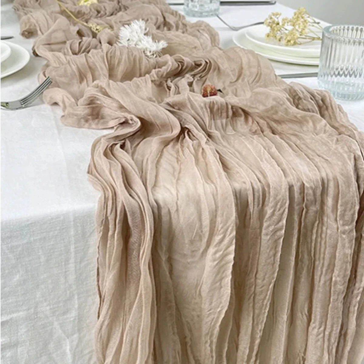 Perfecsy Semi-Sheer Gauze Table Runner Sage Cheesecloth Table Setting Dining Vintage Wedding Party Christmas Banquets Arches 