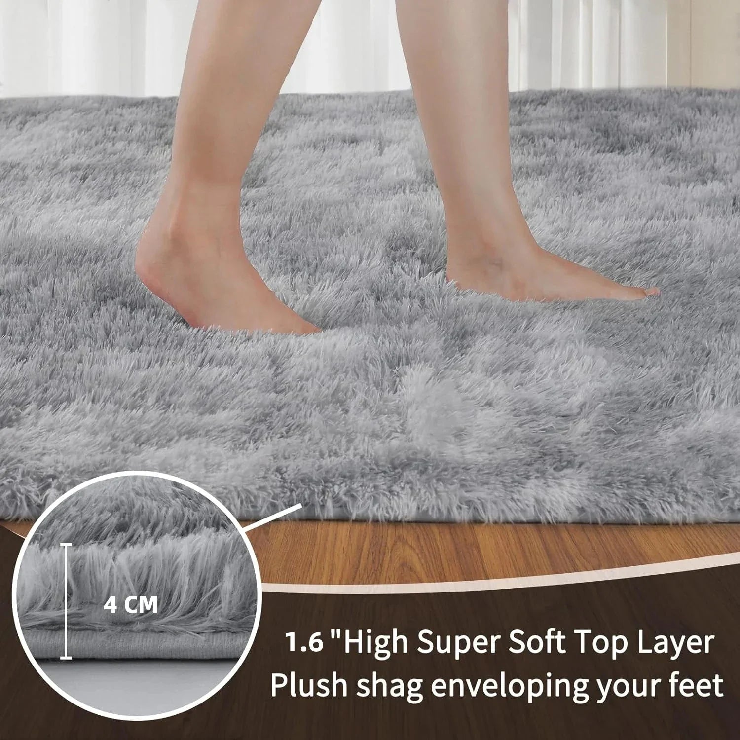 Perfecsy VIKAMA Minimalist Shaggy Living Room Rug, Soft and Fluffy Area Rug, Bedroom Dormitory Children's Room Carpet, Home D
