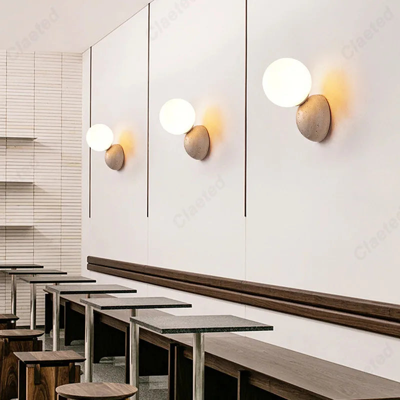 Creative Retro LED Cream Wind Tunnel Stone Lamp Living Room Background Wall Corridor Bedroom Bedside Lighting