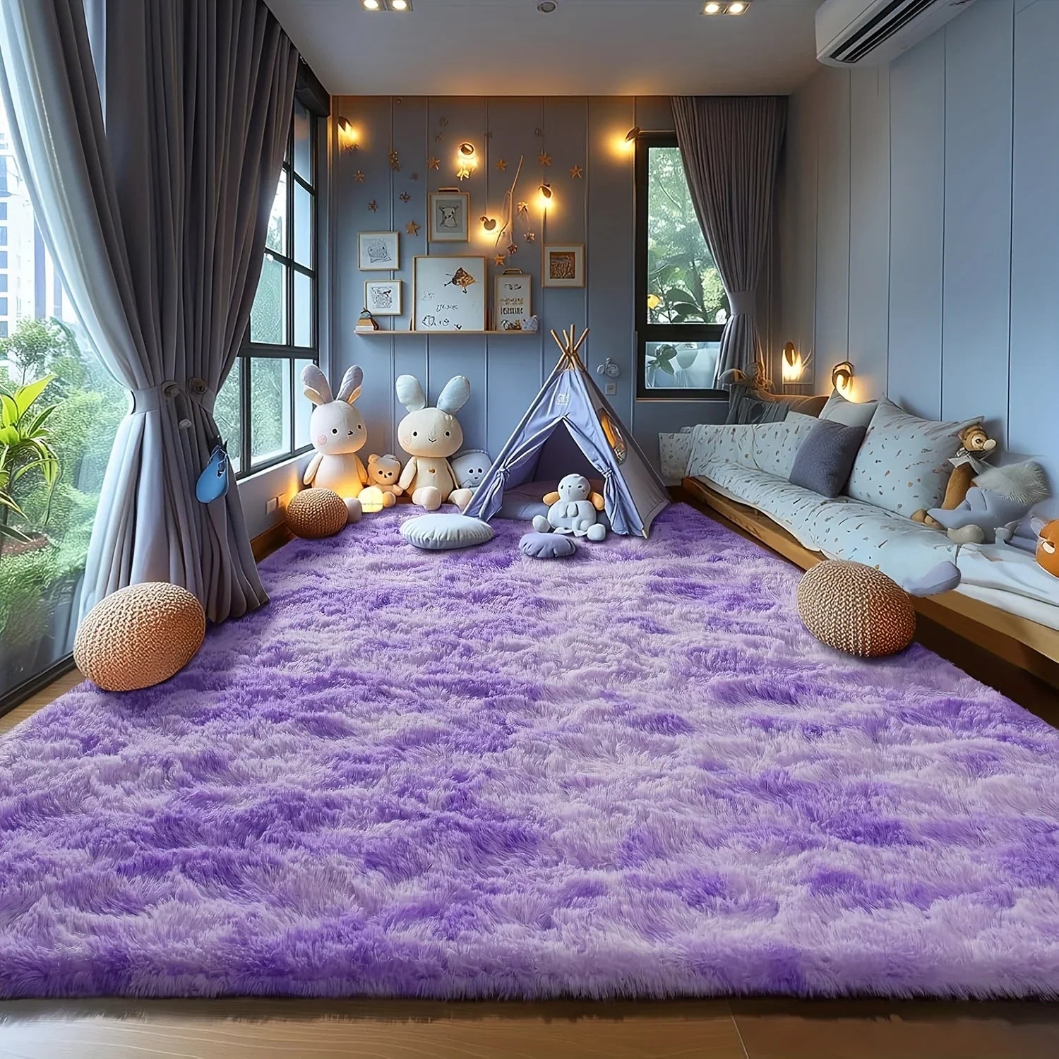 Perfecsy VIKAMA Silky Dream Purple Carpet High-end Carpet For Live Room  Girls Bedroom Carpet Bedside Rugs Warm Washable Carp