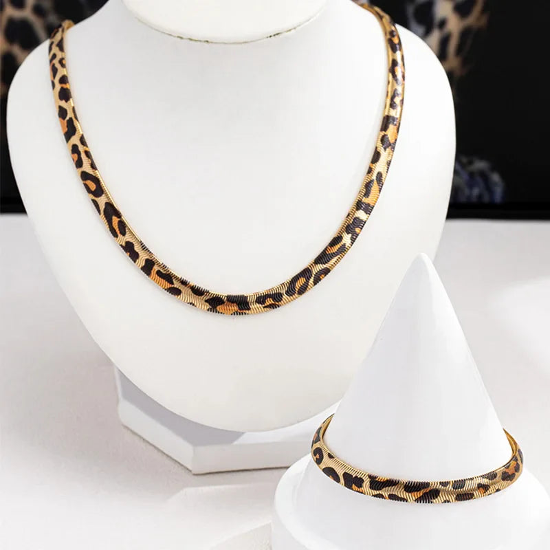 MyClosetAid Leopard Print Snake Bracelet Necklace Set — in-use photo