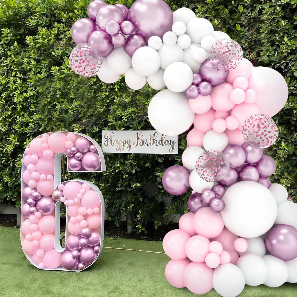 Perfecsy Pink White Balloon Garland Arch Kit Wedding Birthday Party Decorarion Kids Girl Baby Shower Party Supplies Confetti 