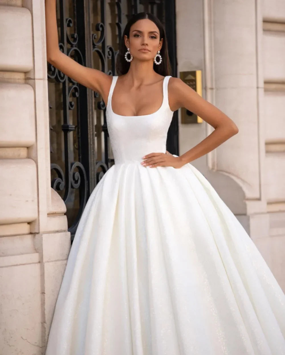 Envy NYC Envy NYC Victoria Satin Wedding Dress — construction detail