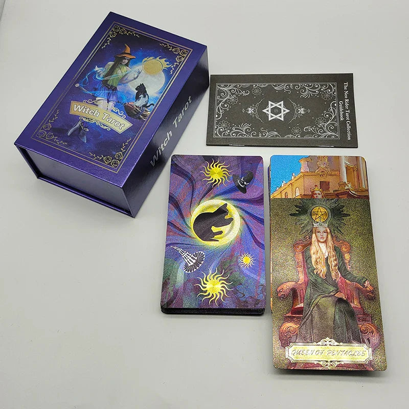 New Pattern Gold Foil Tarot Cards Witch Divine Predictive Board Game Waterproof Mystery Deck For Beginners And Collectors