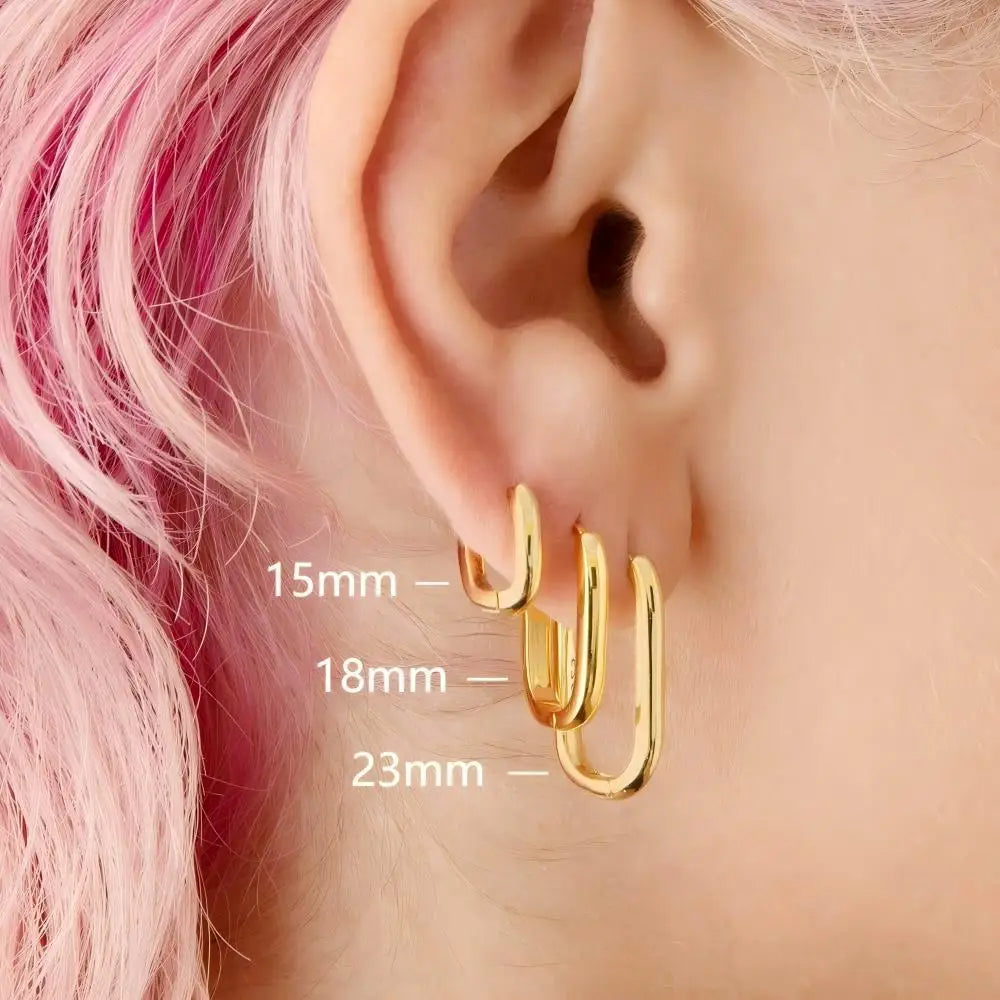 SORI STYLE Minimalist Huggie Square Hoop Earrings — comparison shot