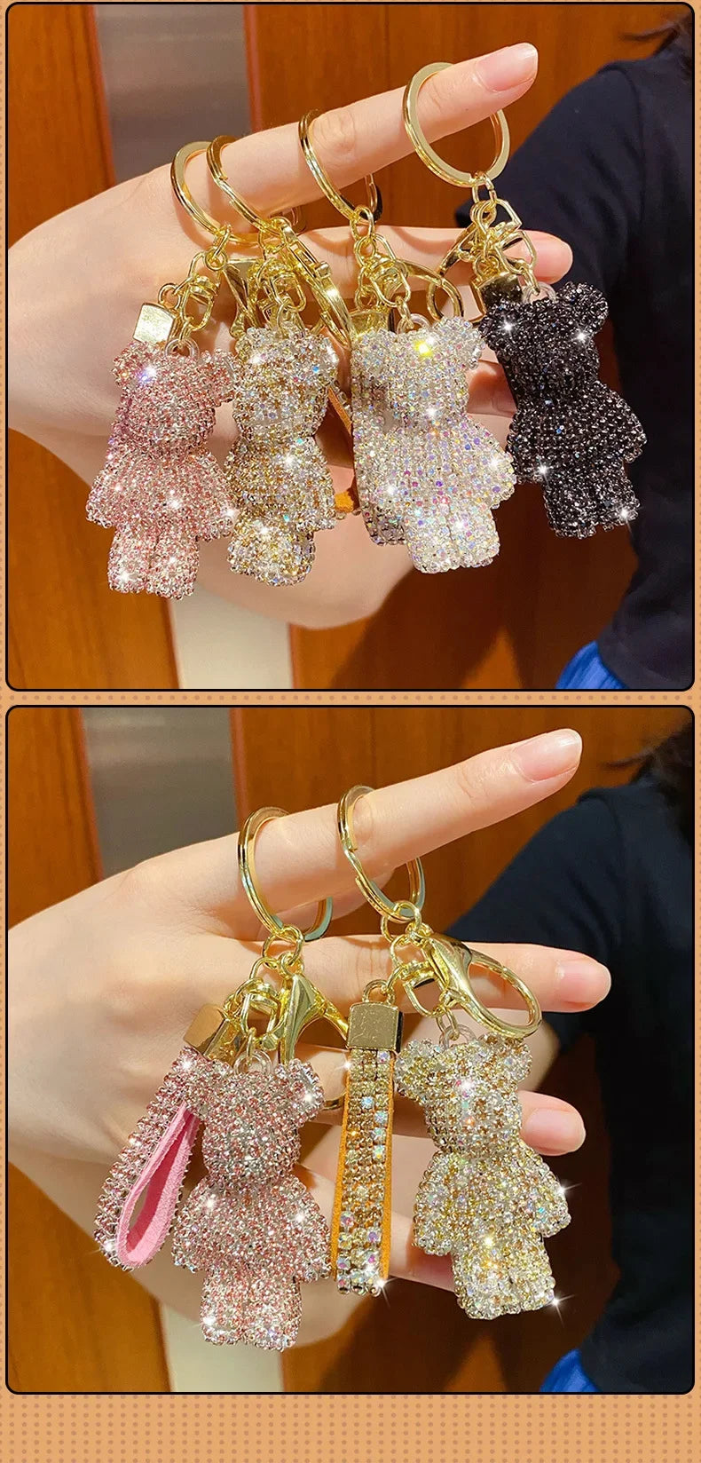MyClosetAid Rhinestones Bear Keychain — alternative angle