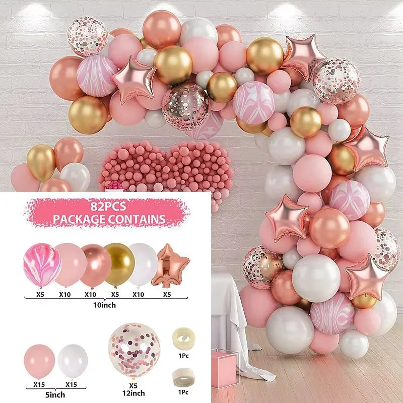Perfecsy Retro Pink Pastel Macaron Balloons Garland Arch Kit Wedding Birthday Party Decoration Girls Baby Shower Rose Gold Ba