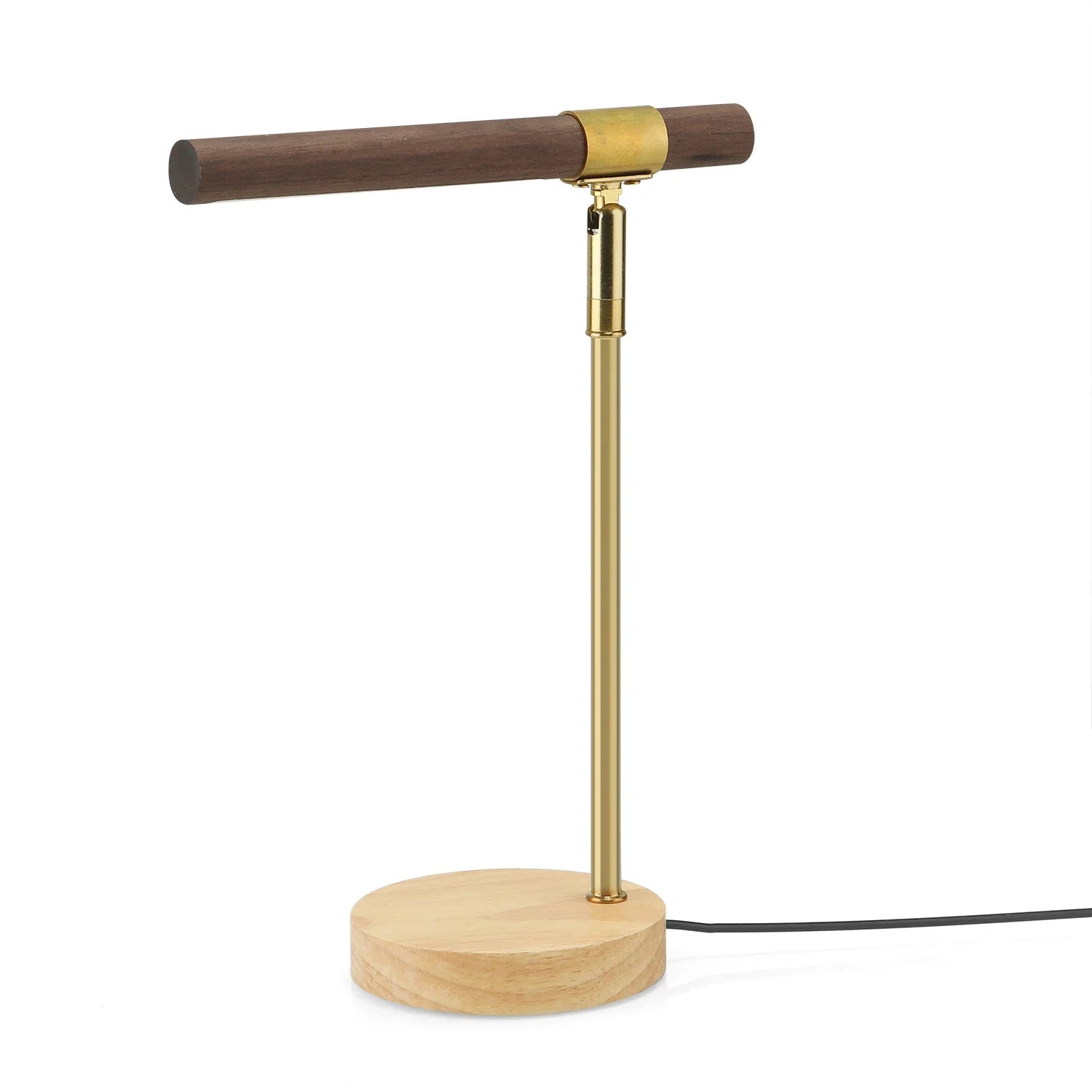 Perfecsy Wooden LED Table Lamp USB Powered Desk Lamp with 180° Adjustable Angle Night Light Minimalist Bedside Lamp for Bedro