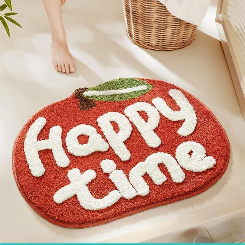 Perfecsy VIKAMA Little Fresh Fruit Special Imitation Cashmere Carpet Warm Machine Washable Bathroom Door Carpet Porch Mat Hom