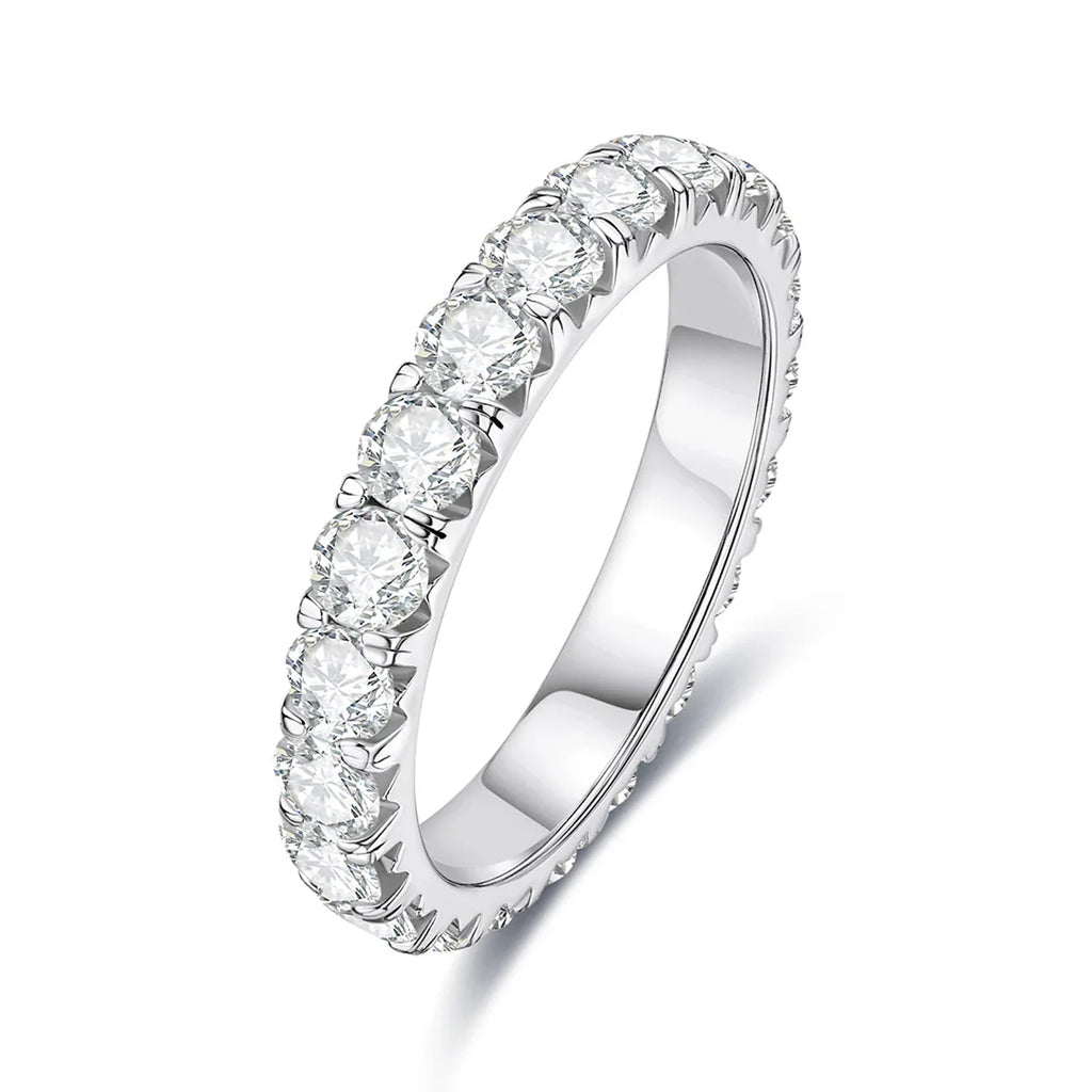 3 MM Round Cut Full Eternity Moissanite Band Ring