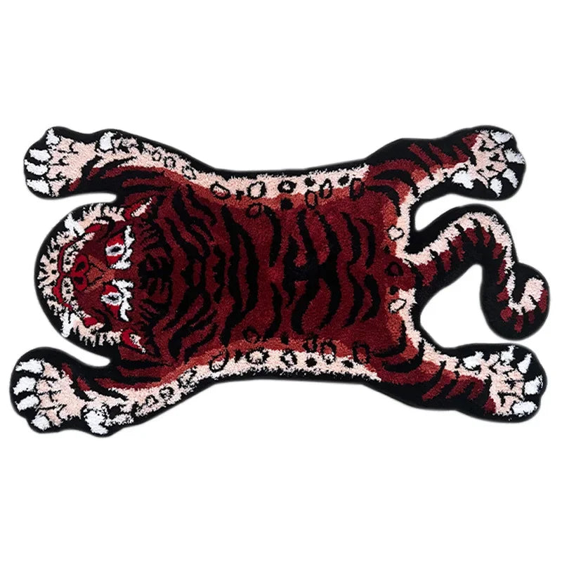 Perfecsy VIKAMA Tiger-Patterned Carpet, Soft Imitation Cashmere Carpet, Warm Bedroom Bedside Rug, Living Room Floor Mat, Home