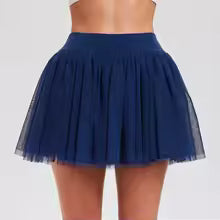 Puffy Tennis Skirt Quick Dry High Waist Tutu Badminton Skort With Pocket