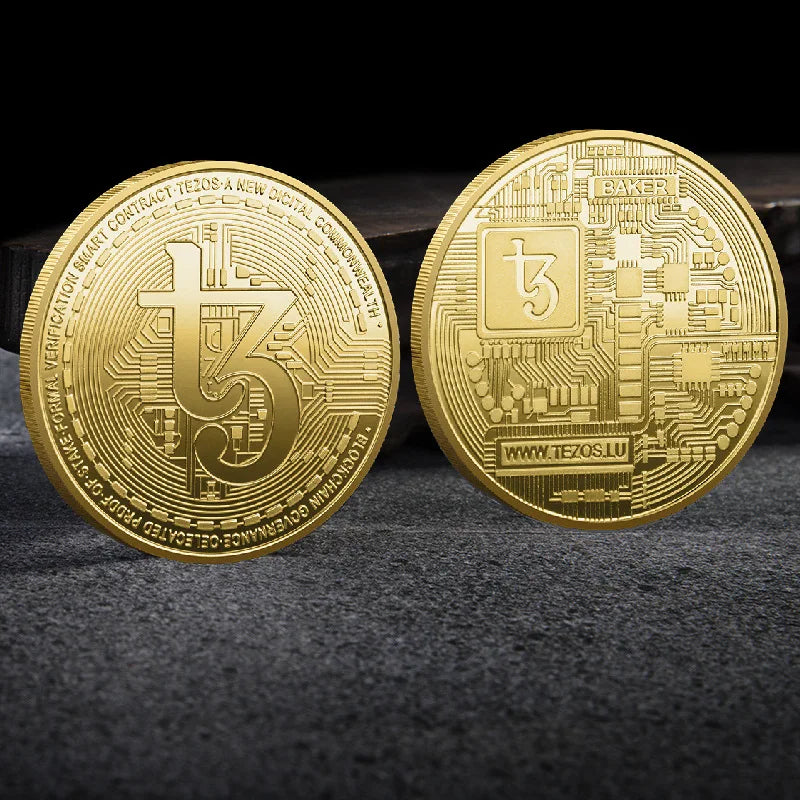 Bitcoin BTC ETH ADA XLM SHIB DOGE XRP SOL DOT LINK LTC UNI Coin Physical Metal Crypto Currency Coin Collection with Plastic Case