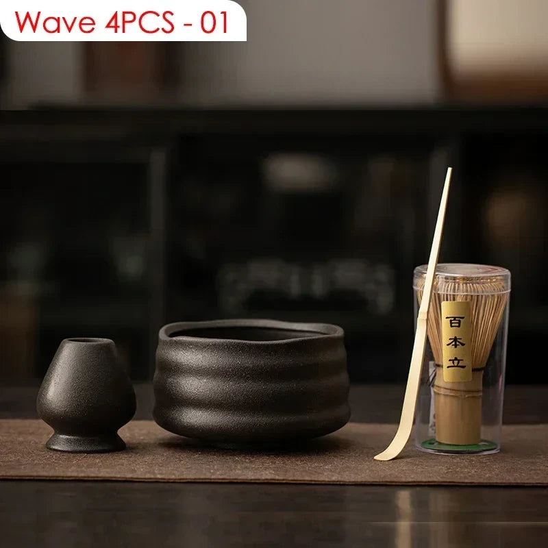 4PCS Japanese Matcha DIY Tea-Making Tools Bamboo Matcha Whisk Scoop Bowl Tea Whisk Brush Suits Ceremony Accessories