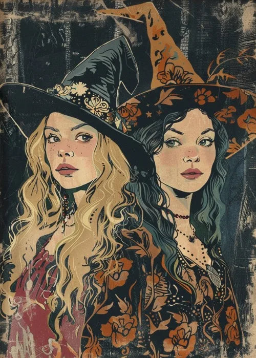 Perfecsy Witch Magical Art Print Witch with Full Moon Wall Decor Darkness Witches Painting Wall Decor Canvas Poster Dark Roma