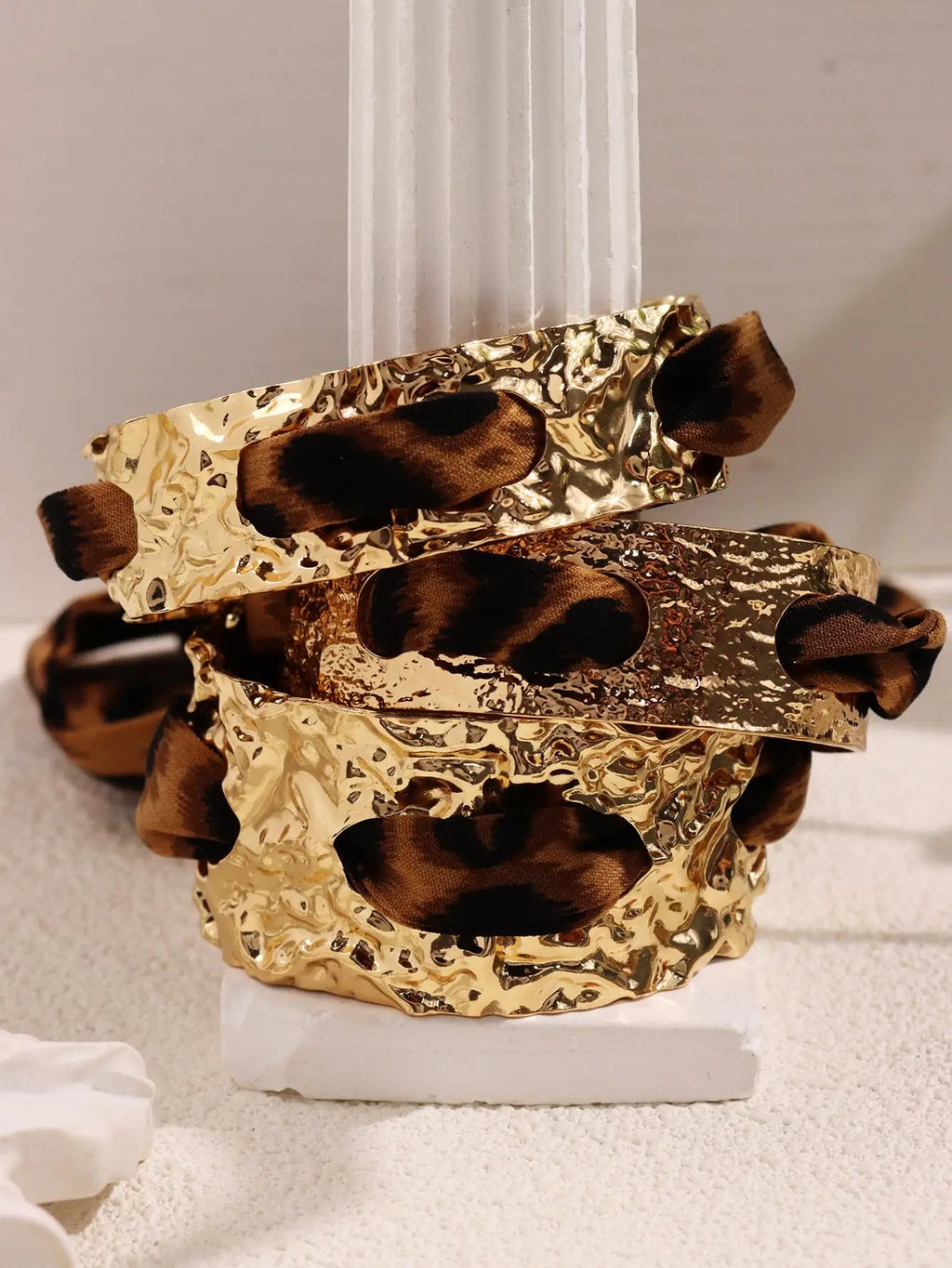 MyClosetAid Leopard Print Ribbon-Wrapped Metal Bracelet — lifestyle context