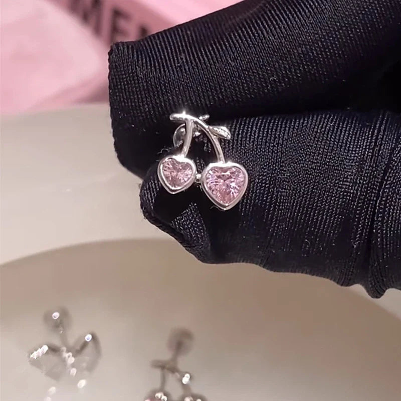 MyClosetAid 1 PCS Pink Bowknot Shiny Ear Bone Nail 316L Stainless Steel Korean Style Zircon Crystal Earring Women Y2K Cute Co