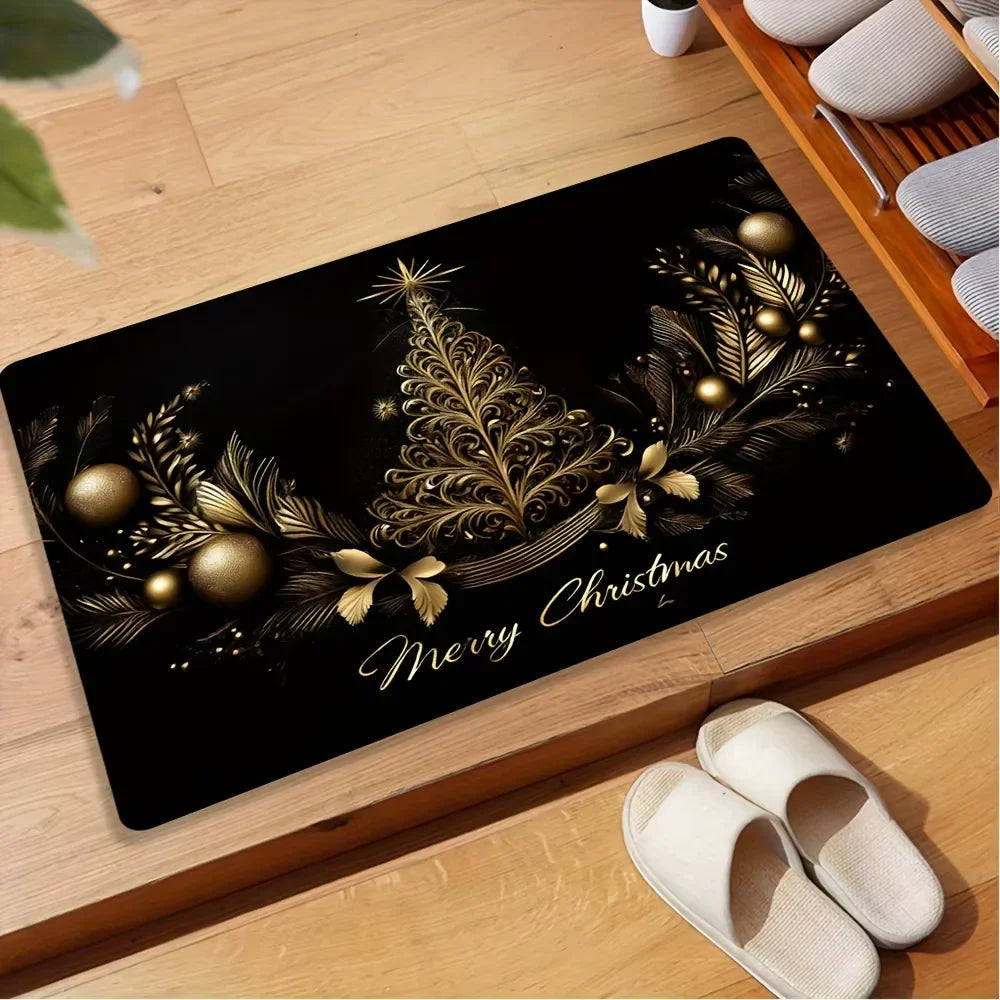 Perfecsy VIKAMA Christmas carpet soft doormat Christmas tree romantic floor mat living room carpet Rug For Bedroom Welcome Ma