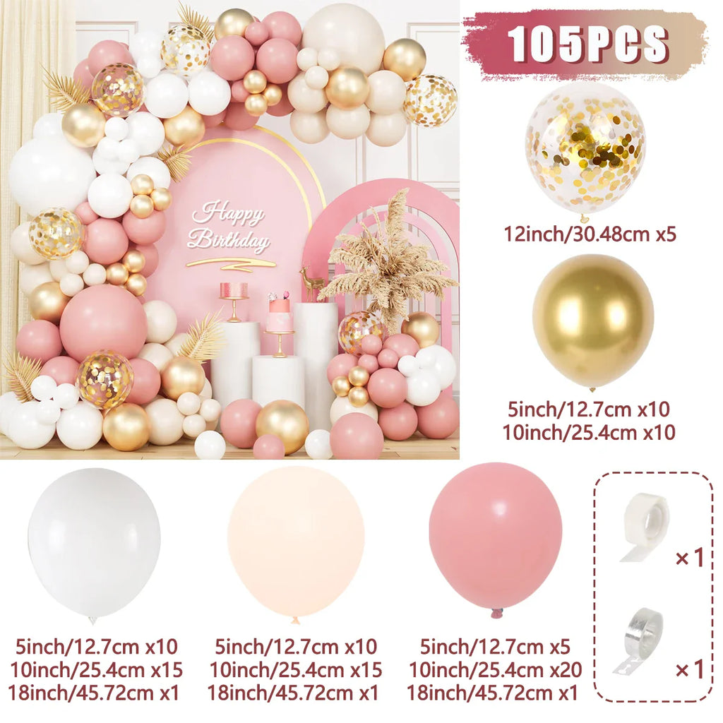 Perfecsy Pink Gold Balloon Garland Arch Kit Birthday Party Decor Kids Girl Wedding Birthday Party Baloon Supplies Baby Shower