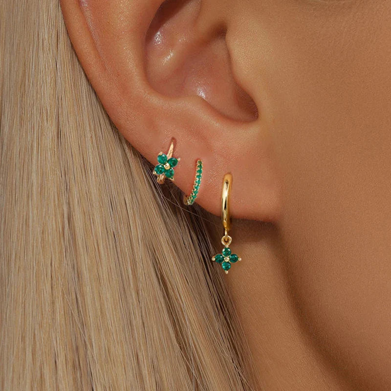 SORI STYLE 3PCS Flower Drop and Dangle Earring — detail close-up