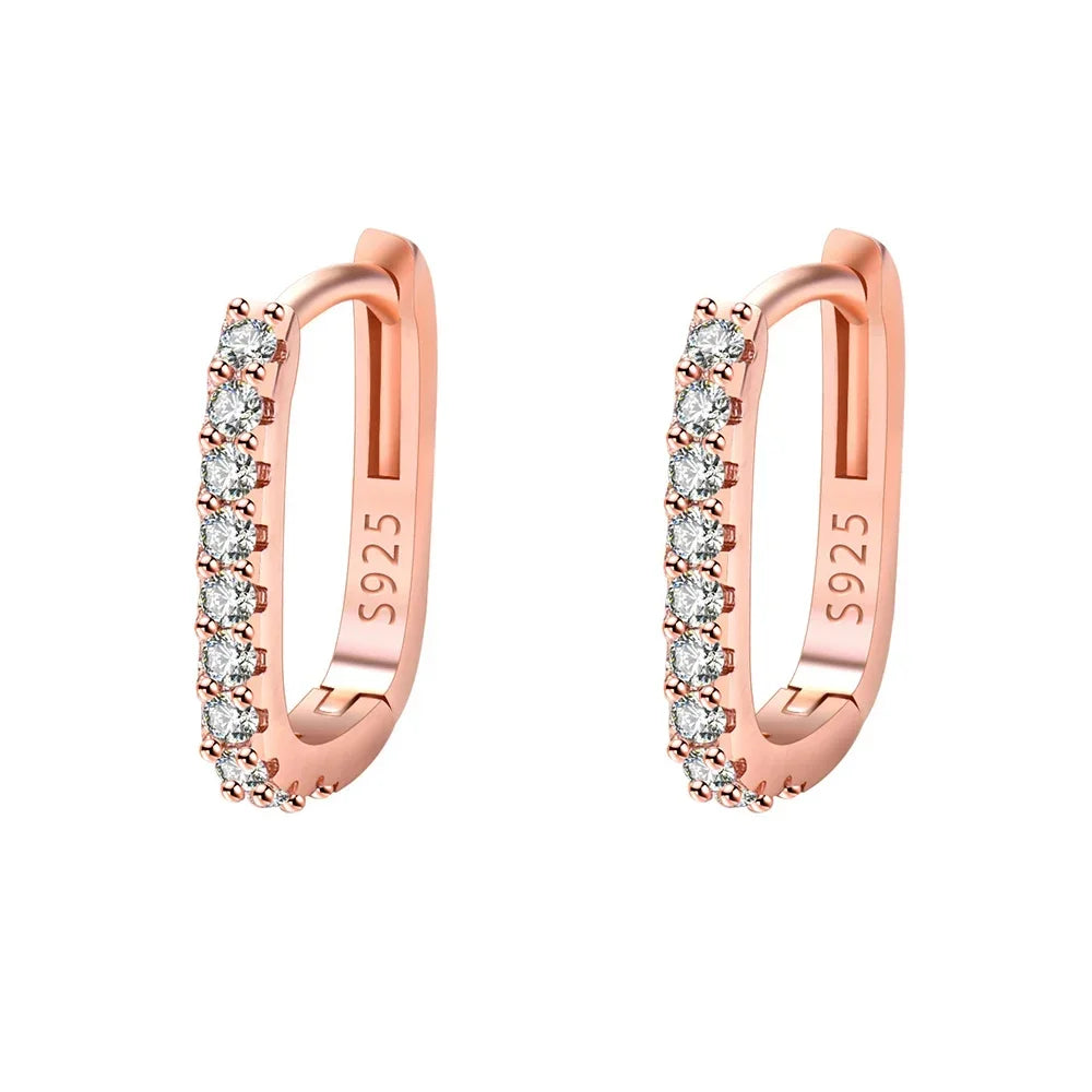 SORI STYLE 925 Sterling Silver Crystal Fashion Hoop Earrings — feature highlight