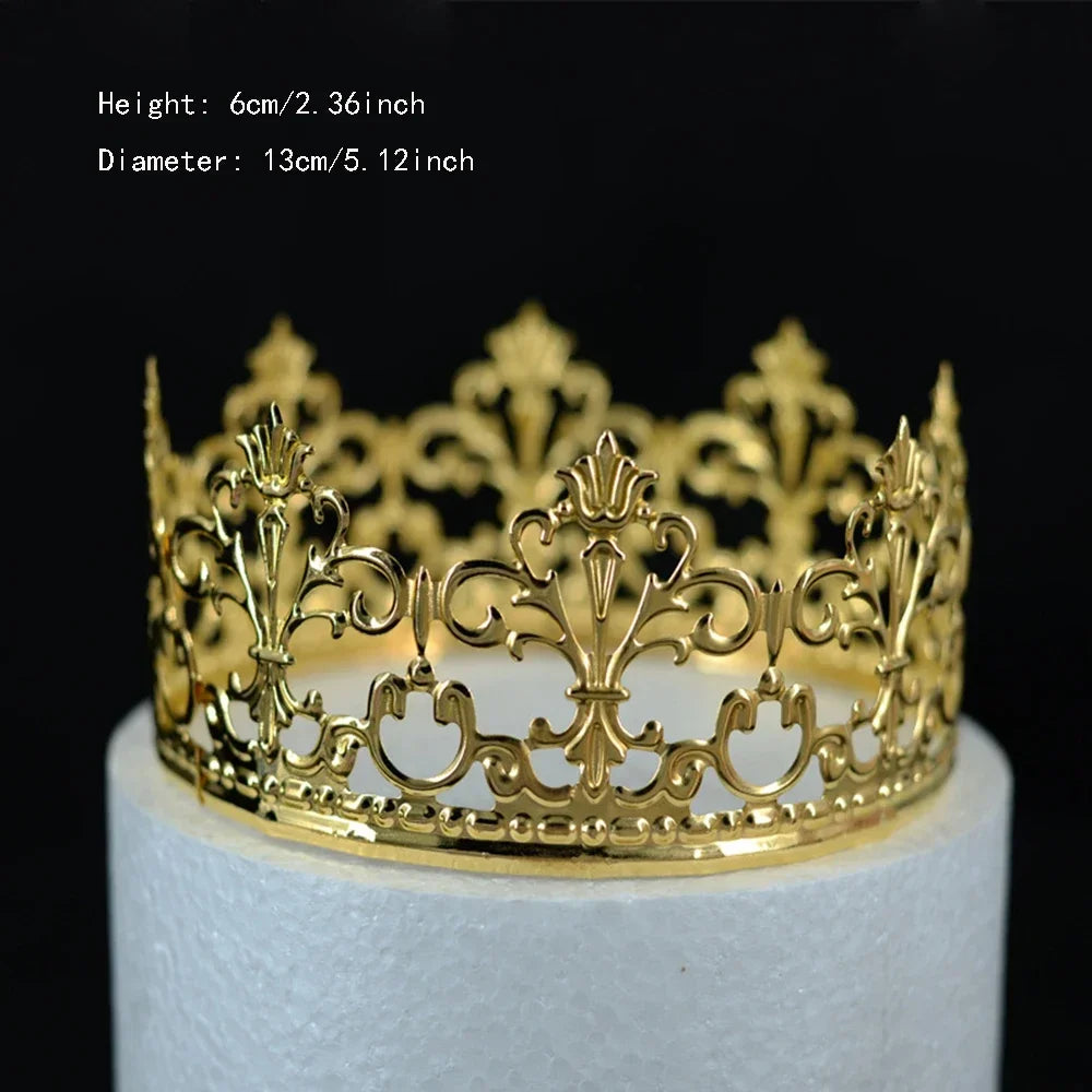 Perfecsy Rhinestone Crown Baking Cake Topper Headwear Decoration Children's Hair Accessories Princess Wedding Birthday Party 