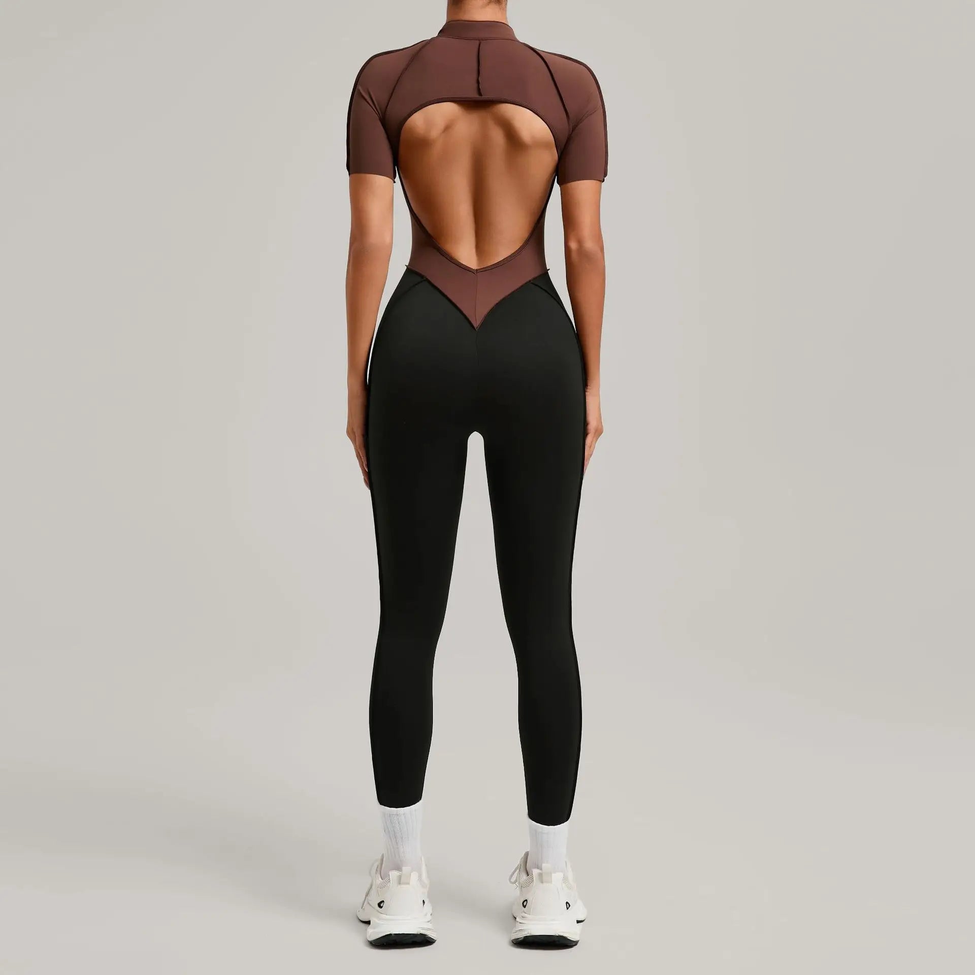 Women's One Piece Yoga Jumpsuit Short Sleeve Push Up Training Bodysuit