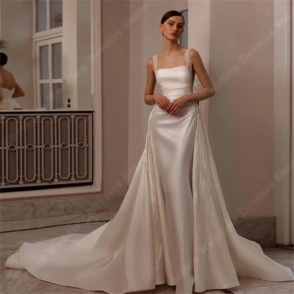 Envy NYC Envy NYC Satin Mermaid Bridal Gown — construction detail