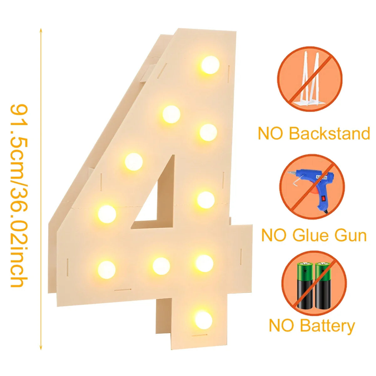 91.5CM Giant Number Led Light Frame 1st Birthday Party Decor Kids Wedding 30th 50th 60th Birthday Party Supplies Baby Shower