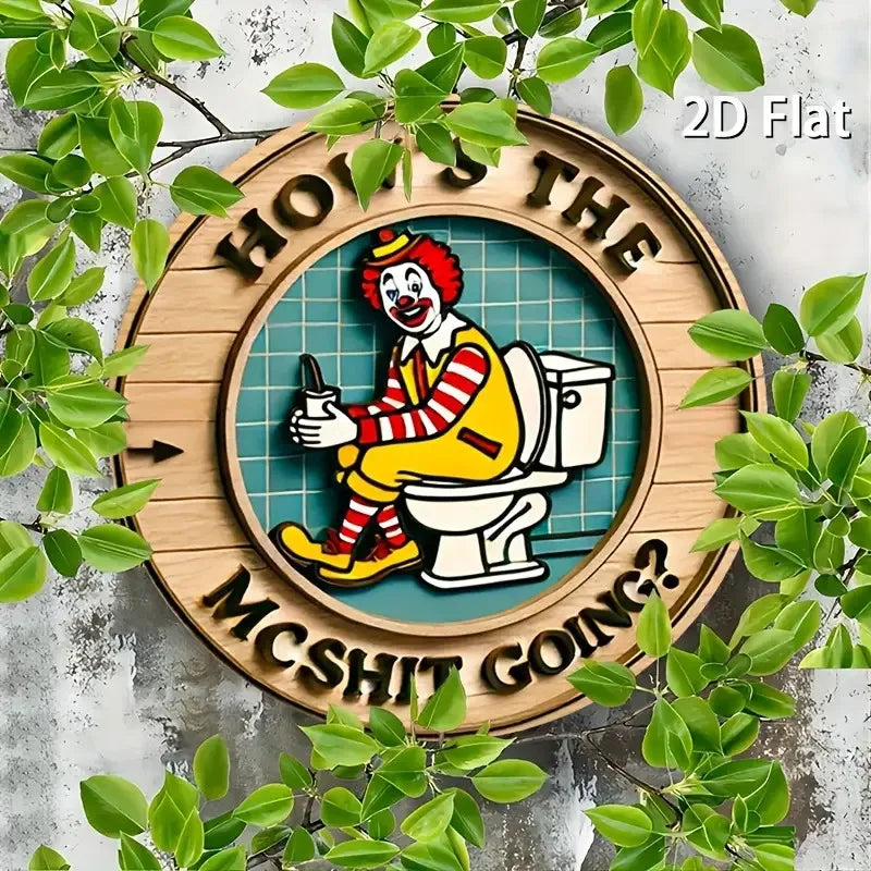 Perfecsy [Vintage Clown] 1pc Vintage Clown Aluminum Wall Art Sign | 2D Flat | Aluminum | Humorous Decor, Durable | Home, Gara