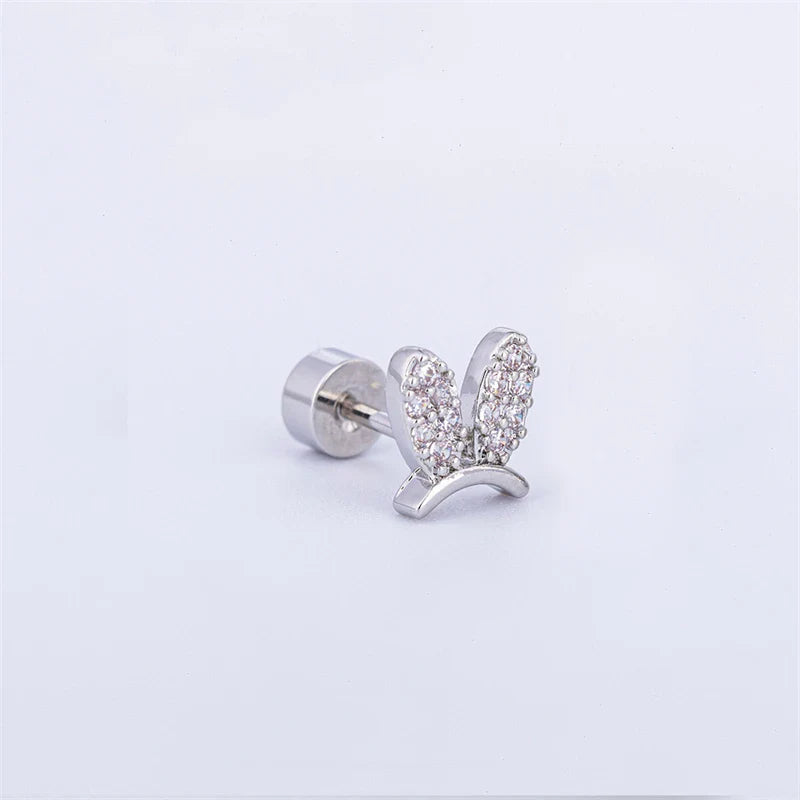 MyClosetAid 1PCS Delicate Blue Pink Zircon Butterfly 316L Stainless Steel Ear bone nail Y2K Hottie Cute Earring for Women Coc