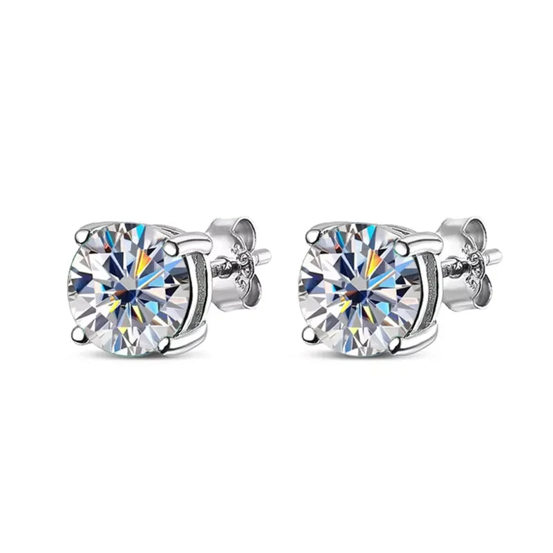 VVS1 D Round Moissanite Stud Earrings