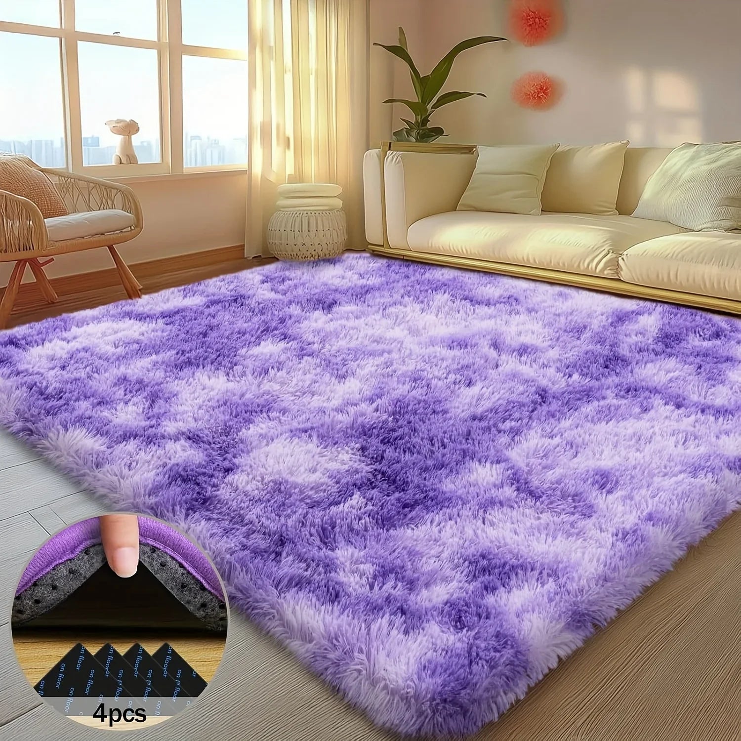 Perfecsy VIKAMA Silky Dream Purple Carpet High-end Carpet For Live Room  Girls Bedroom Carpet Bedside Rugs Warm Washable Carp