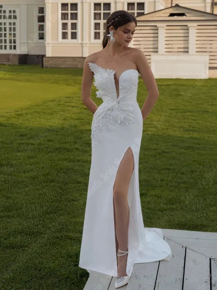 Envy NYC Envy NYC Celebrity Satin & Lace Mermaid Bridal Gown — product category context