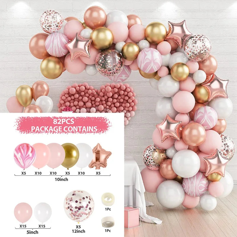 Perfecsy Pink Gold Balloon Garland Arch Kit Birthday Party Decor Kids Girl Wedding Birthday Party Baloon Supplies Baby Shower