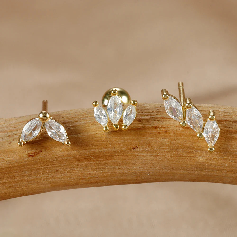 SORI STYLE 3PCS Crown Stud Earring Set for Women — lifestyle context