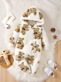 SORI STYLE Winter Baby Girl Plush Jumpsuit with Bear Print — in-use photo