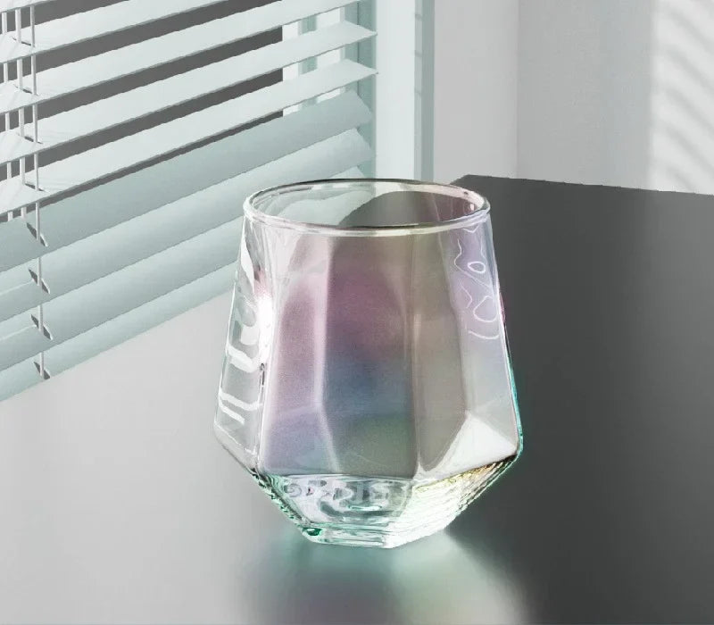 European Style Gold Edged Diamond Glass Hexagonal Crystal Glass Household Transparent Whiskey Glass Hexagonal Foreign Wine Glass