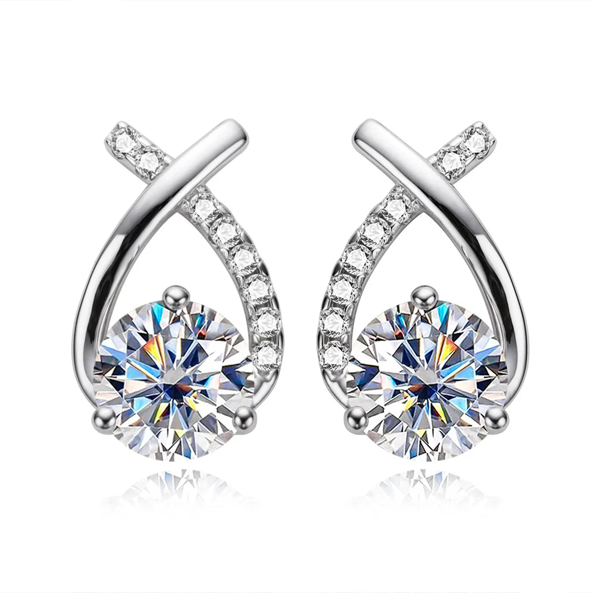 4 CTTW D Color Moissanite Stud Earrings