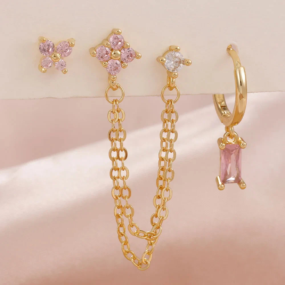 SORI STYLE Zodiac Birthstone Earrings Set for Everyday Celestial Style — fabric or material detail