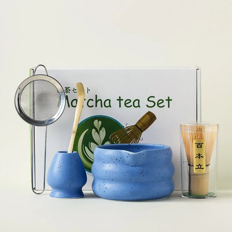 4/5/7pcs Matcha Set Ceramic Tea Bowl Traditional Japanese Tea Making Tools matcha- tea set tea- whisk bamboo matchas brush set