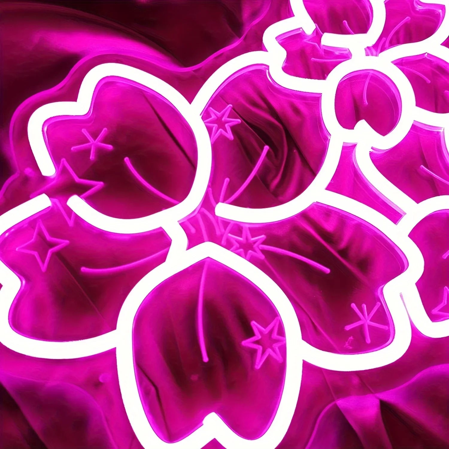 Perfecsy Pink Glow Flower Design LED Neon Sign Creates Romantic Atmosphere for Bedroom Living Room Wedding Party Decor Wall A