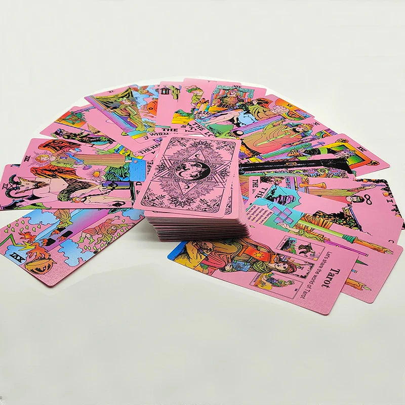 Perfecsy Without Gold Waterproof Plastic Tarot Cards With Manual PVC Board Game Astrologic Oracle Deck For Beginners — back v